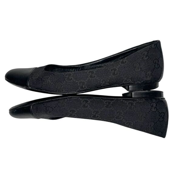 Gucci Guccissima Black Ballet Flat EU 37.5 US 7.5 Slip On Cap Toe Ballerina Shoe - Picture 5 of 11